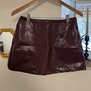 Dark Red Leather Skirt NEW